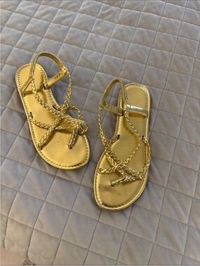Gold Braided Strap Sandals